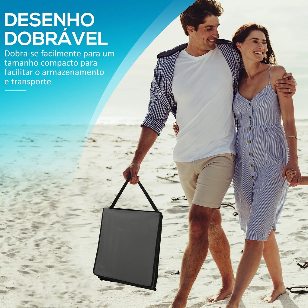 Conjunto de 2 Esteiras de Praia Dobrável Esteiras Acolchoadas com Encosto Reclinável e Bolsa de Transporte para Jardim Campismo 142x51x40 cm Cinza