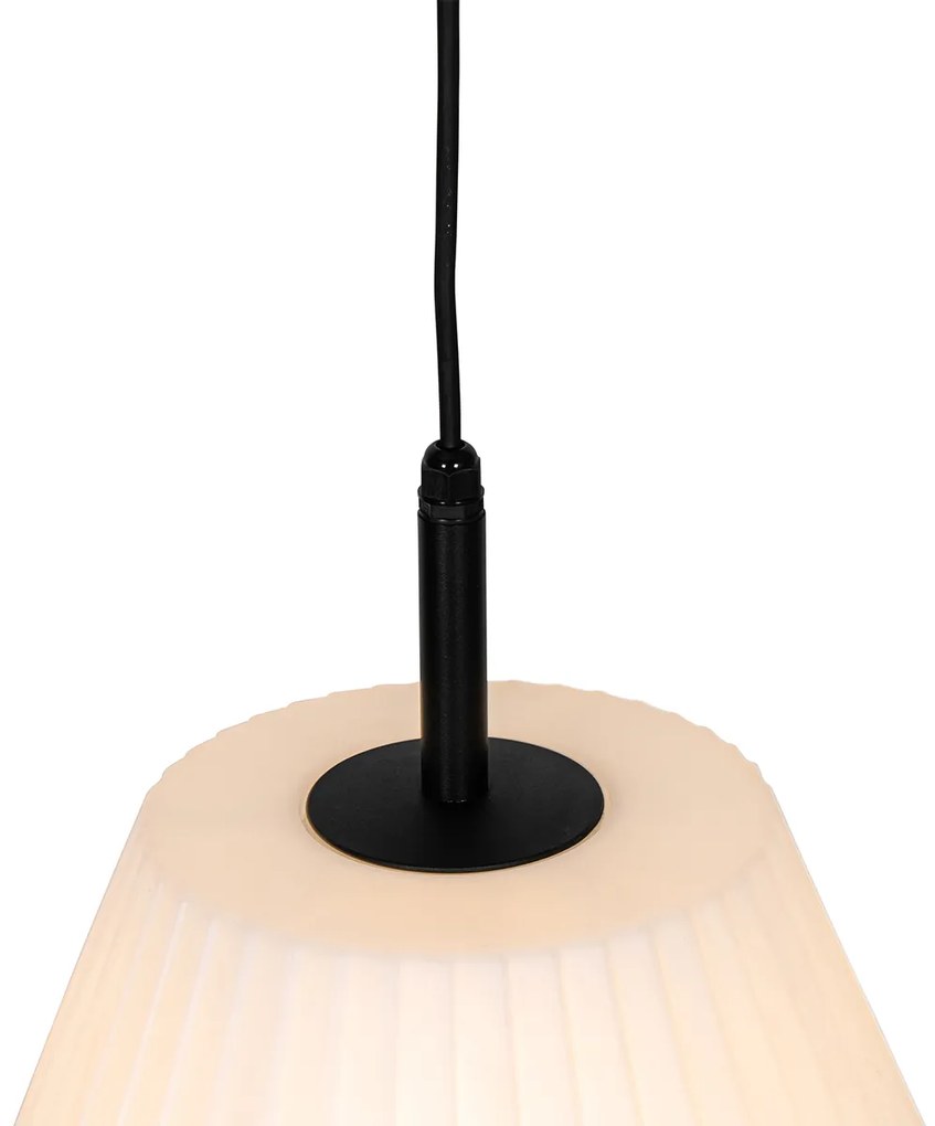 Candeeiro de suspensão exterior moderno preto com cúpula branca 33 cm IP44 - Robbert Moderno