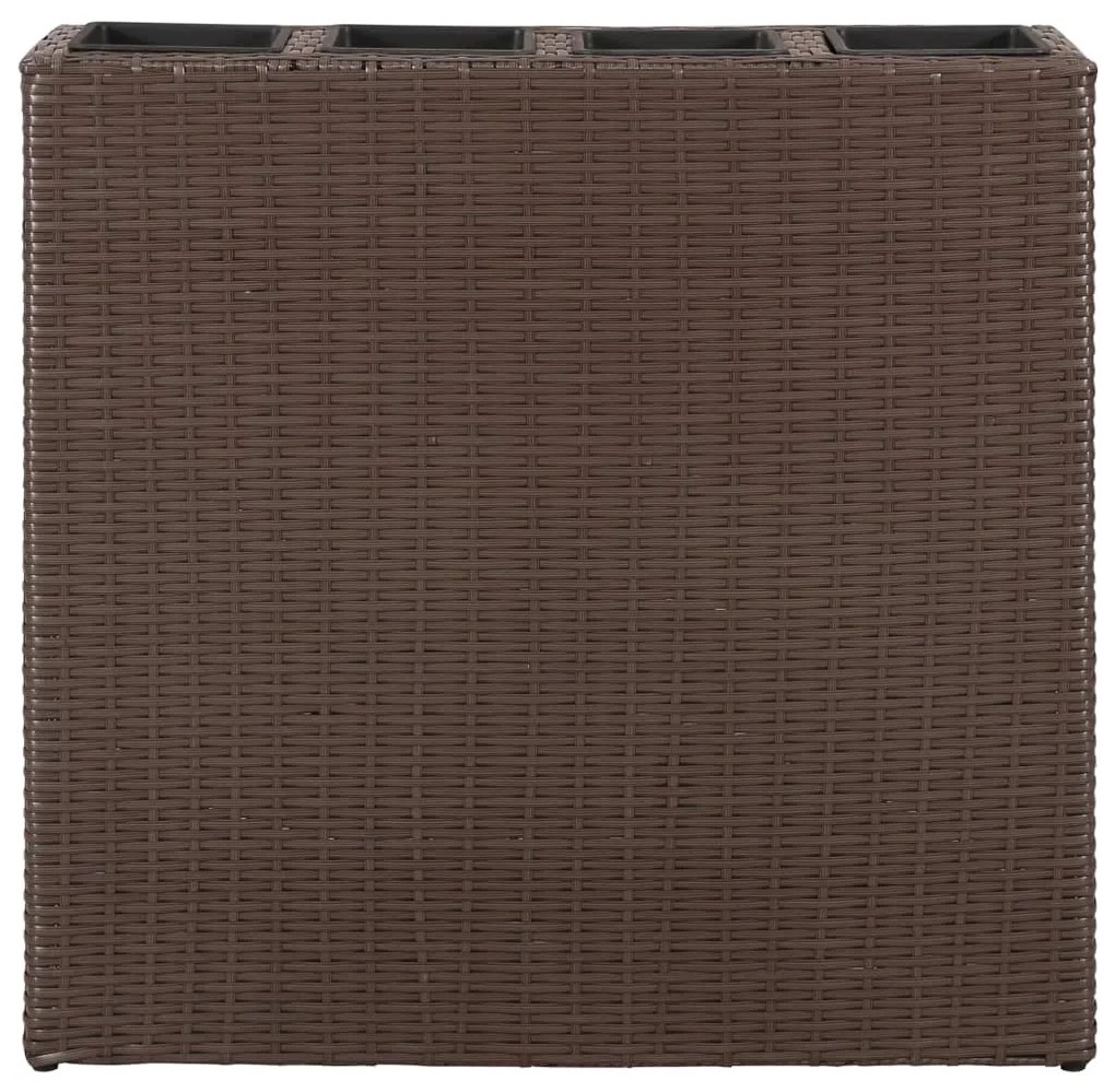 Floreira de jardim com 4 vasos 2 pcs vime PE castanho