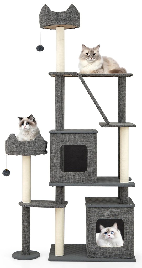 Cercado para gatos de 3 andares, gaiola grande para gatos com rede confortável - Preto