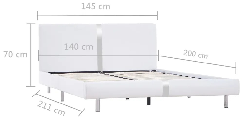 Estrutura de cama sem colchão 135x190cm couro artificial branco