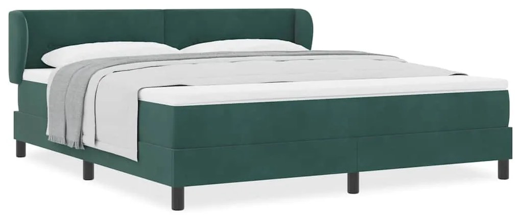 Cama Box com Colchão vidaXL Verde Escuro 180x200 cm em Veludo