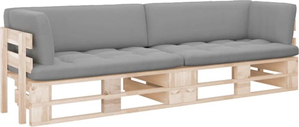 vidaXL Sofá de paletes 2 lugares com almofadões pinho impregnado