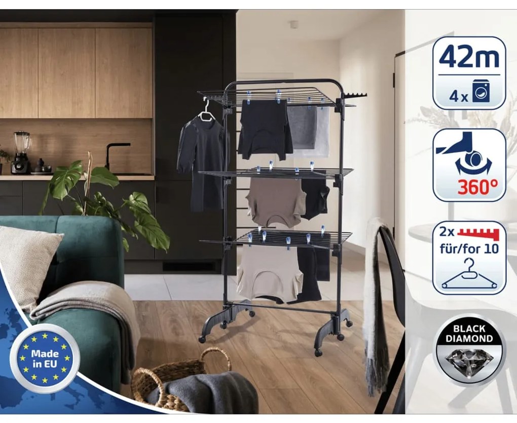 Estendal para a roupa em torre Comfort Tower 420 preto