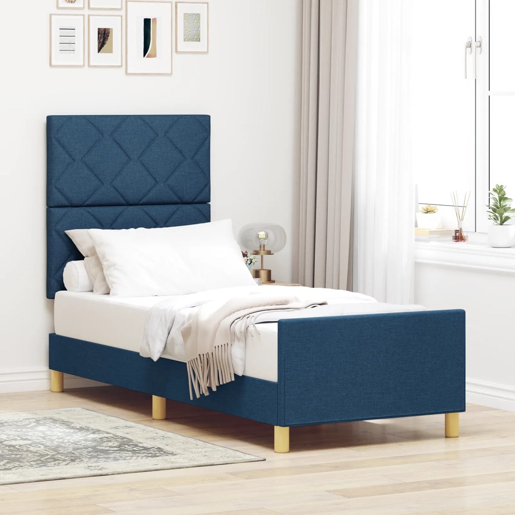 Estrutura de Cama Azul vidaXL 80x200 cm em Tecido