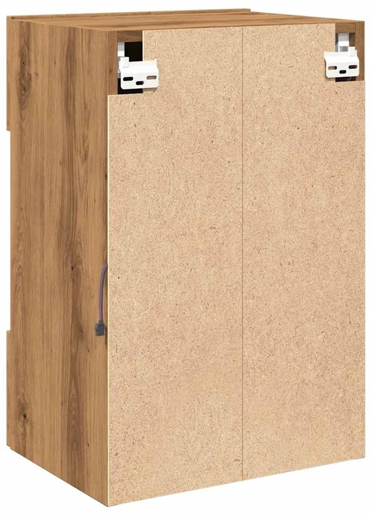 Armários de parede com luzes LED para TV 2 pcs carvalho artesanal