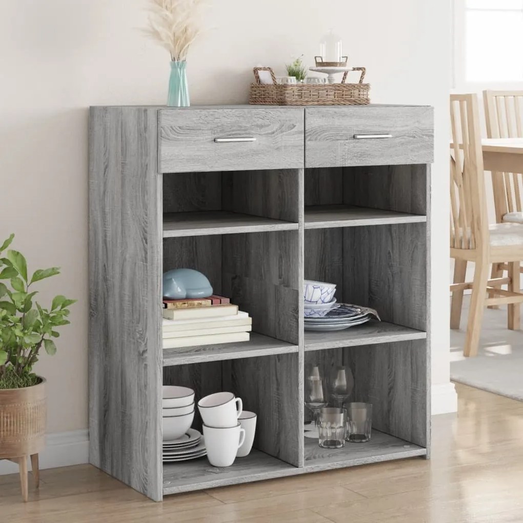 vidaXL Aparador 80x42,5x93 cm derivados de madeira cinzento sonoma