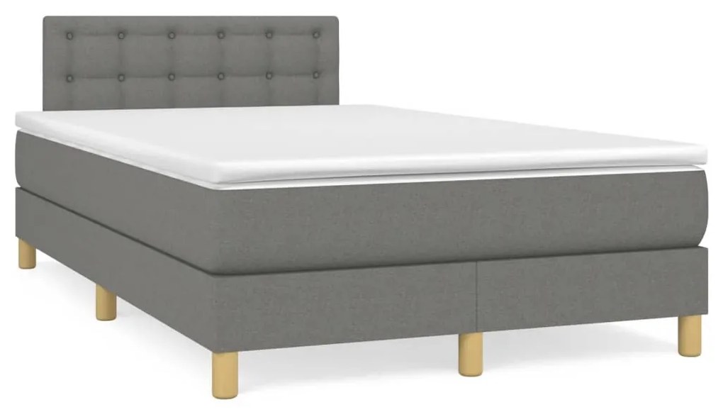 vidaXL Cama box spring c/ colchão e LED 120x190 cm tecido cinza-escuro