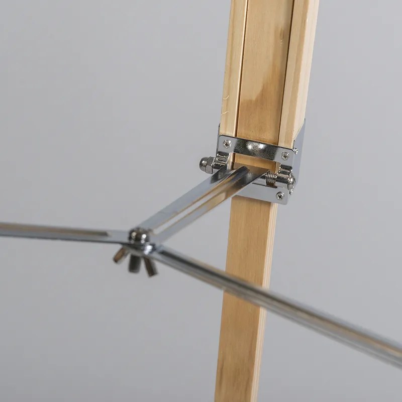 Candeeiro de pé rústico em madeira sem abajur - Tripod Design,Industrial,Retro
