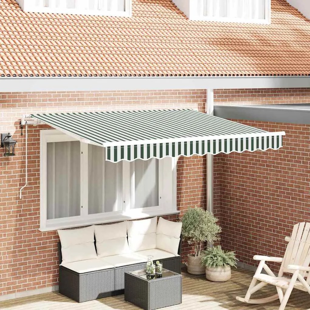 vidaXL Toldo Retrátil Manual Amarelo e Laranja e Branco 2,5 x 2 m