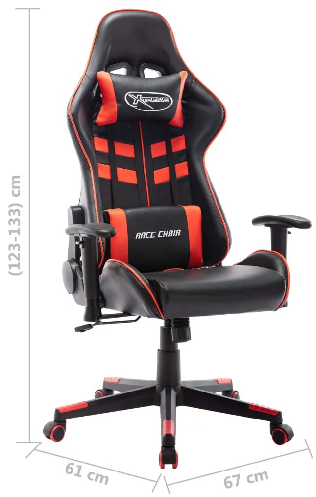 Cadeira de gaming couro artificial preto e vermelho