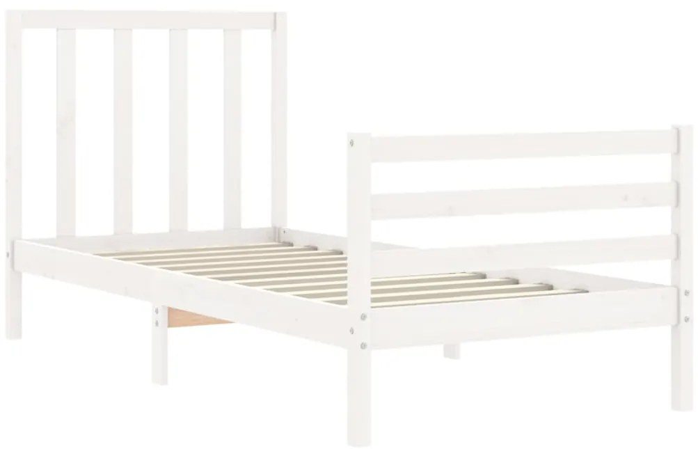 Cama sem colchão 90x200 cm madeira de pinho maciça branco