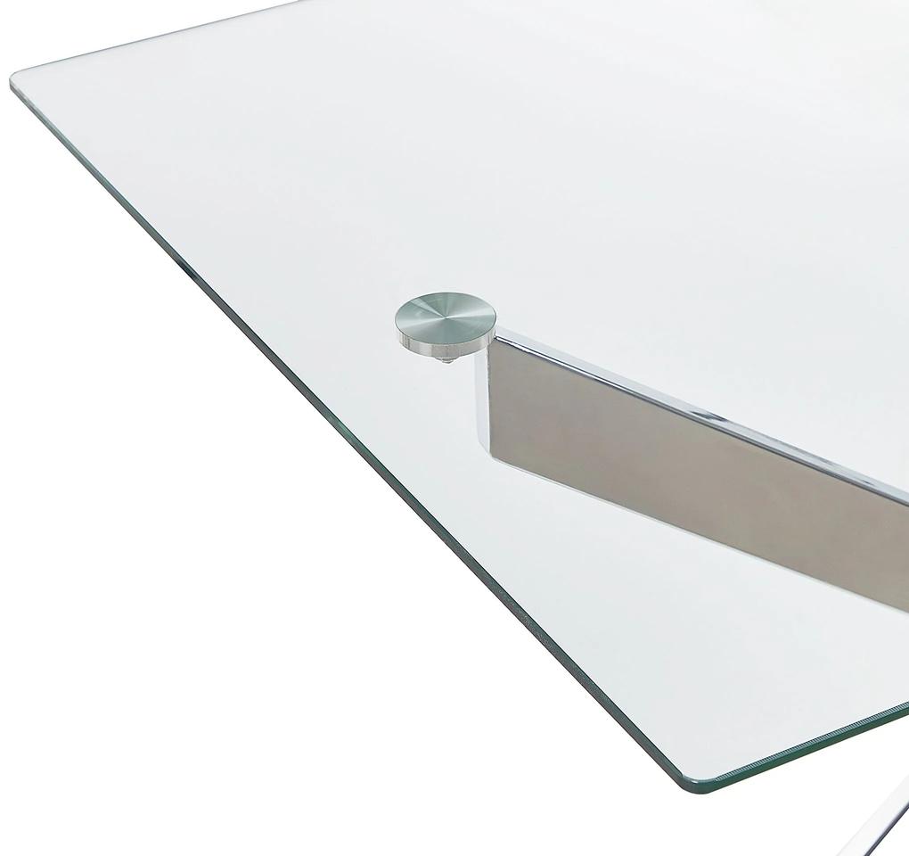 Mesa de jantar com vidro temperado e pernas prateadas 120 x 70 cm MARAMO Beliani