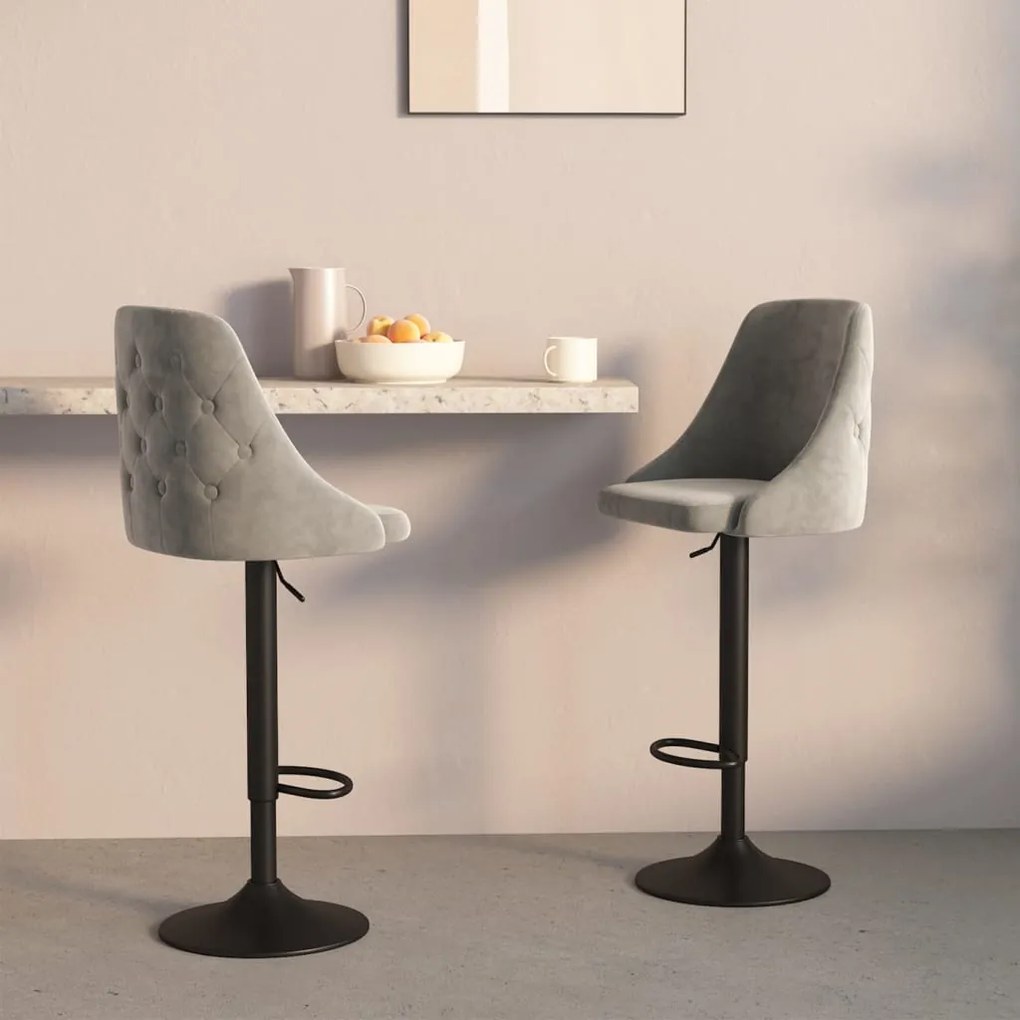 vidaXL Bancos de bar 2 pcs veludo cinzento-claro