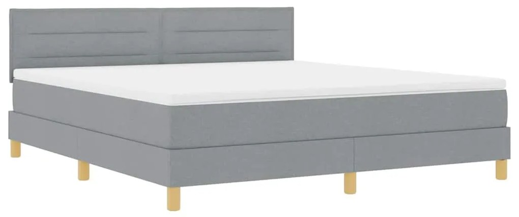Cama Box Spring com Colchão Cinza Claro 180x200 cm Tecido