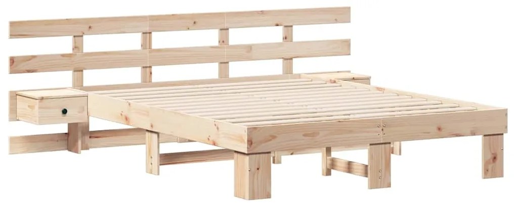 Estrutura da Cama Castanho 160 x 200 cm Madeira de pinho maciça