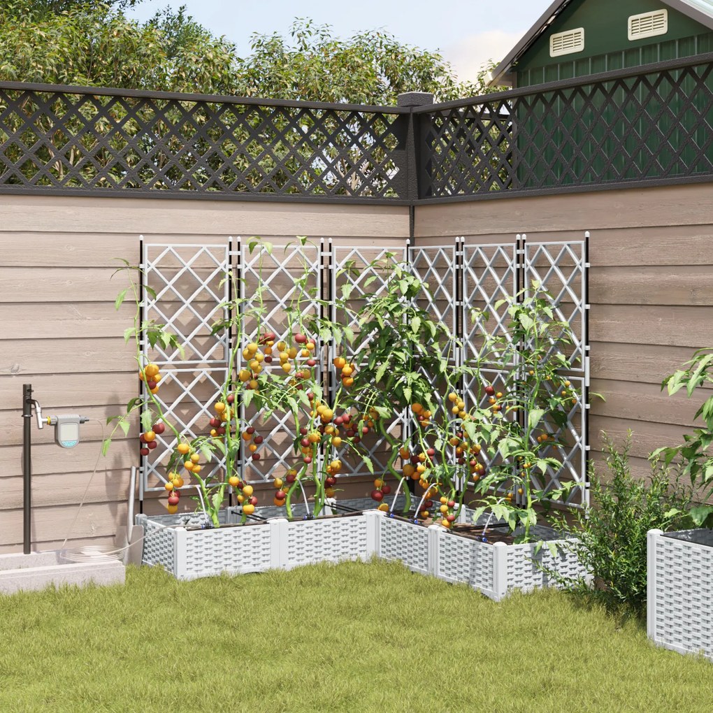 vidaXL Plantadores de Jardim com Sistema de Irrigação 5 pcs Branco