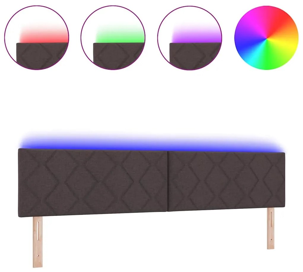 Cabeceira LED vidaXL Design Blocos de Diamante Castanho 200 cm Tecido