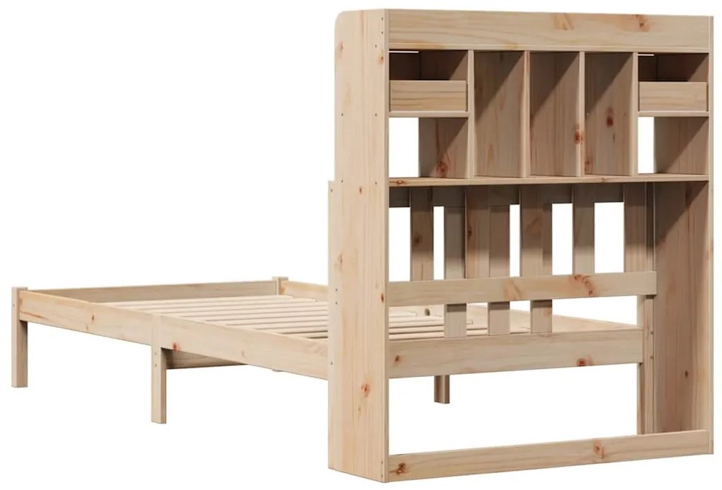 Cama com estante sem colchão 90x190 cm pinho maciço