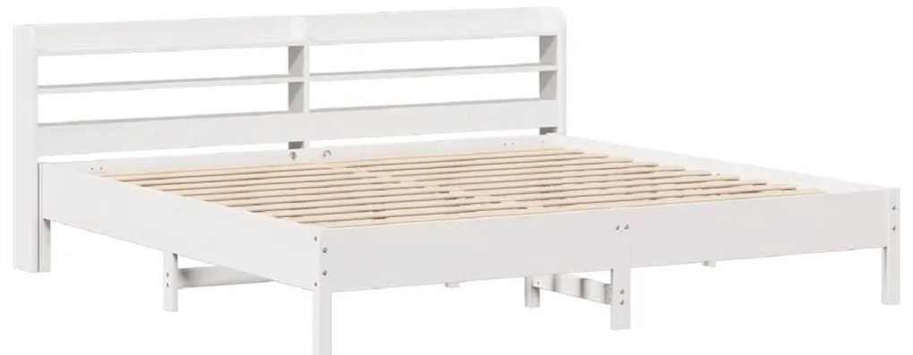 Cama sem colchão 200x200 cm madeira de pinho maciça branco