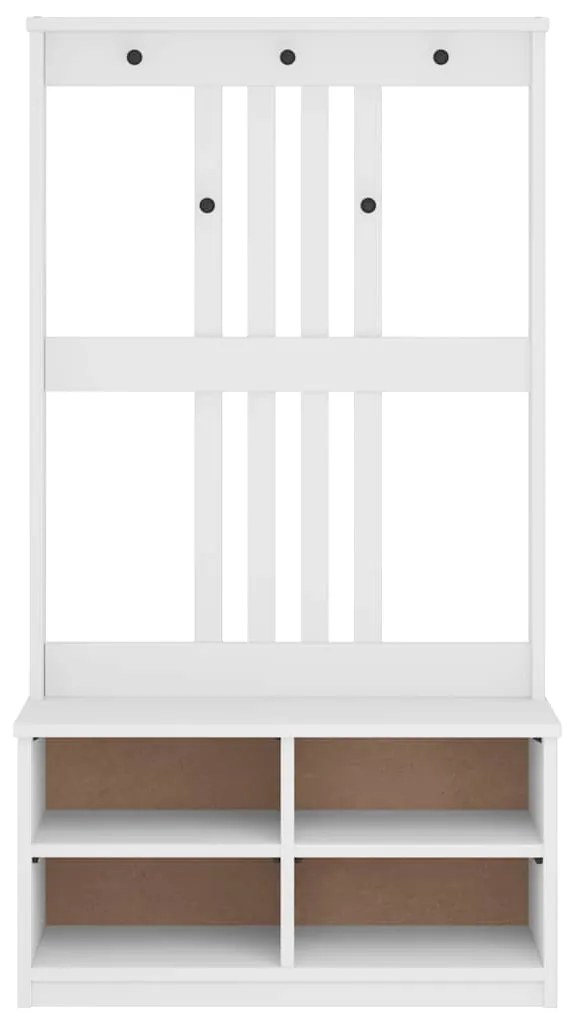 Árvore de Hall Branca 87x40x159,5 cm Madeira Maciça de Pinho