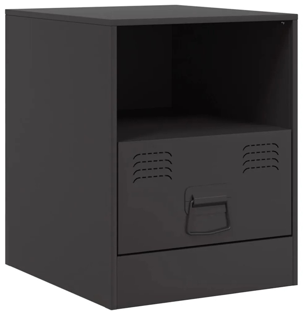 Mesas de cabeceira 2 pcs 34,5x39x44 cm aço preto