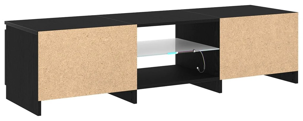 Gabinete de TV vidaXL com Luzes LED em Madeira de Carvalho Preto 140x4