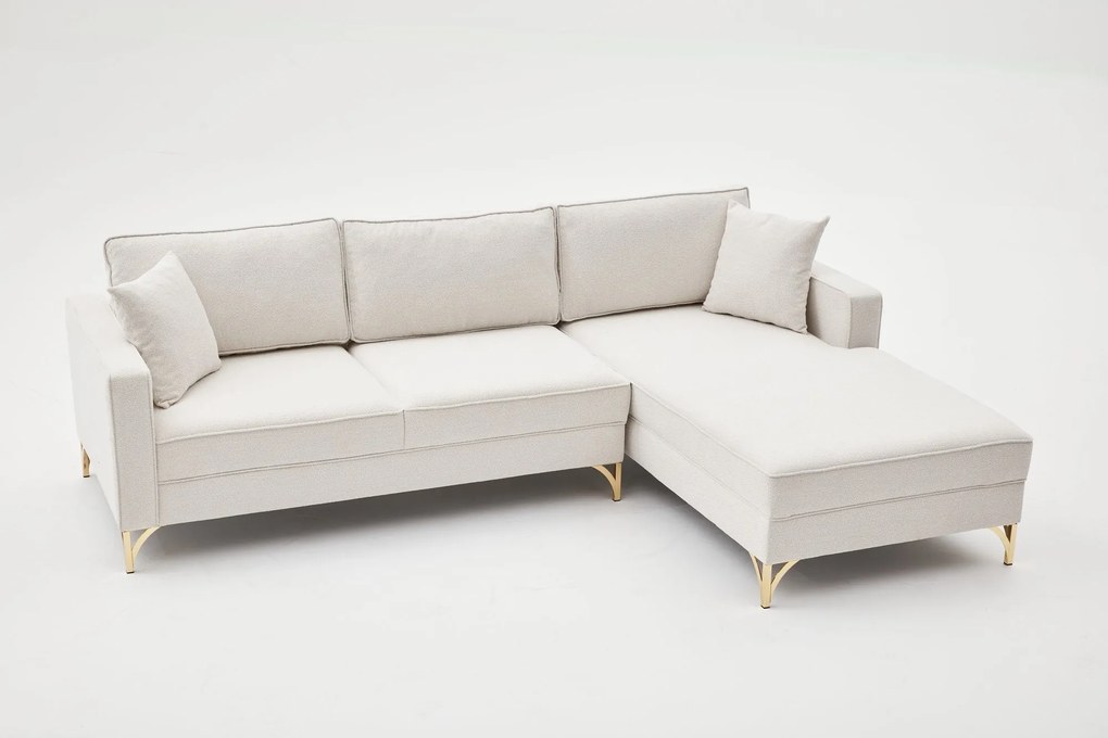 Sofá de Canto Berlin – Creme Dourado – 258x83x181 cm