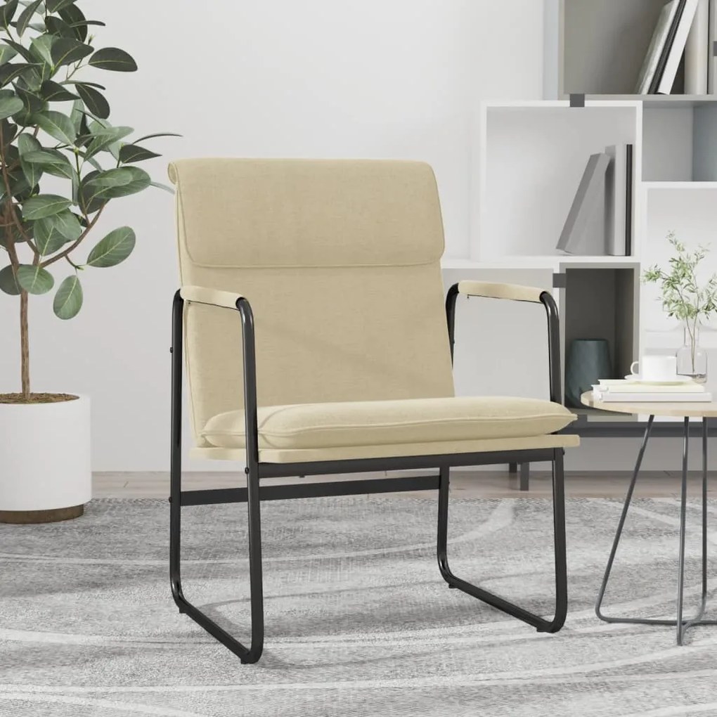 351348 vidaXL Cadeira lounge 55x64x80 cm tecido cor creme
