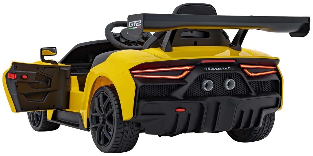 Carro elétrico para Crianças Maserati MC20 GT2 12V 4x4 Rodas Espuma EVA, Assento couro ecológico Amarelo
