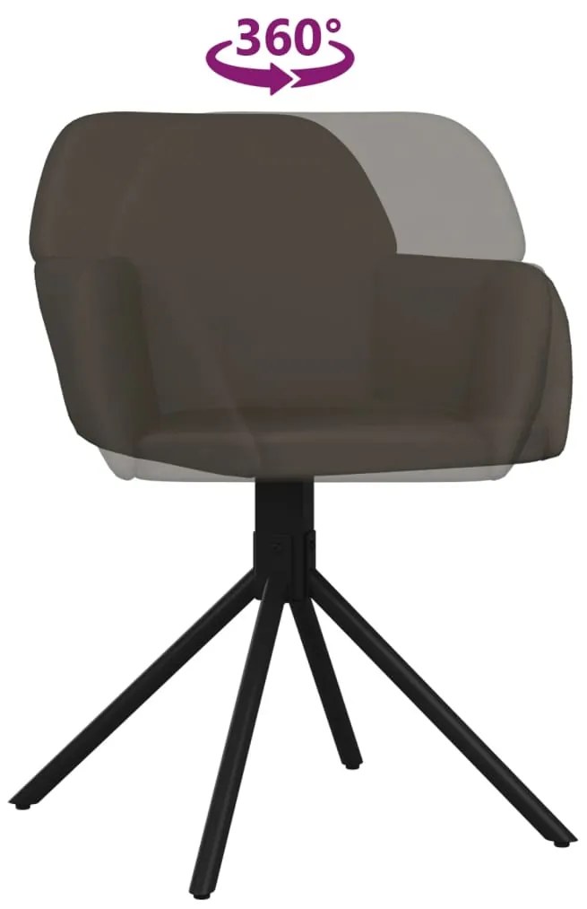 Cadeiras de jantar giratórias 2 pcs veludo cinzento-escuro