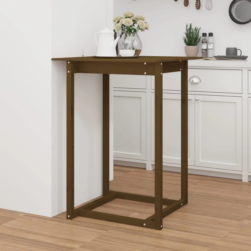 822185 vidaXL Mesa de bar 80x80x110 cm pinho maciço castanho mel