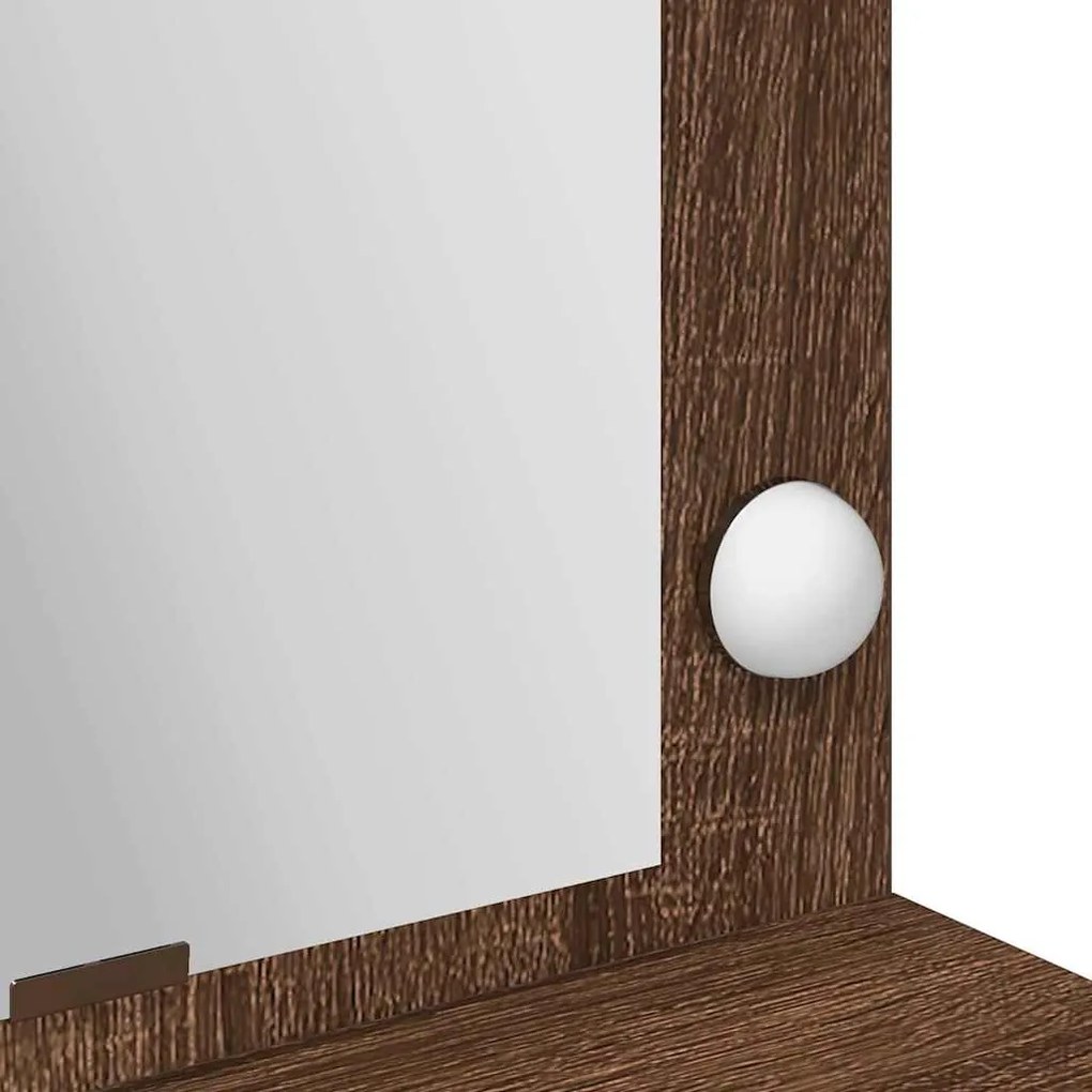 Mesa de Maquiagem vidaXL com Luzes LED em Castanho Carvalho 100x41x135