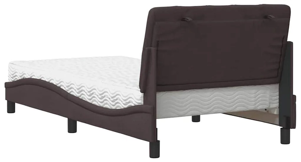 Cama com colchão 100x200 cm tecido castanho-escuro