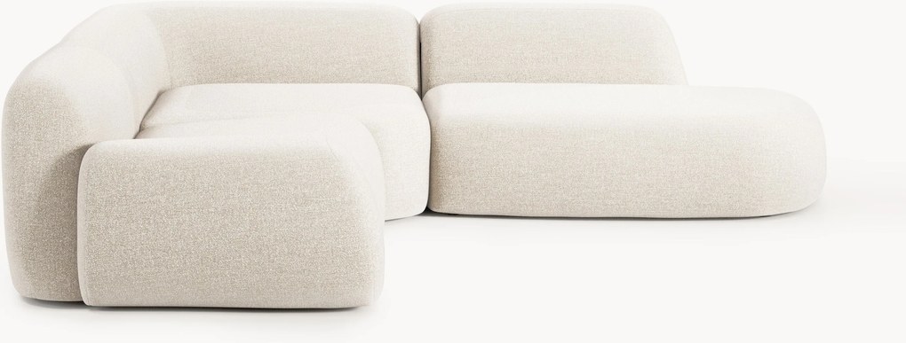 Sofá de canto modular em bouclé com chaise longue Wolke (4 lugares)