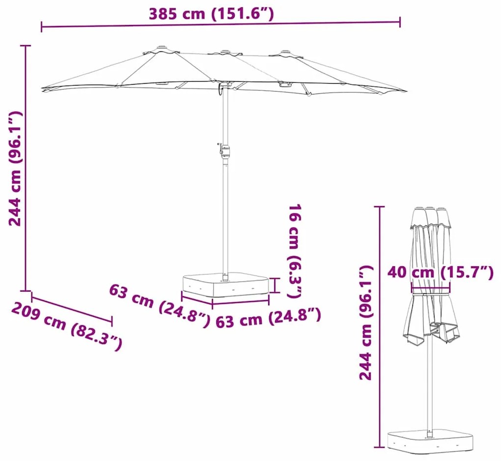 Guarda-sol de Jardim Areia 385 x 209 x 244 cm tecido