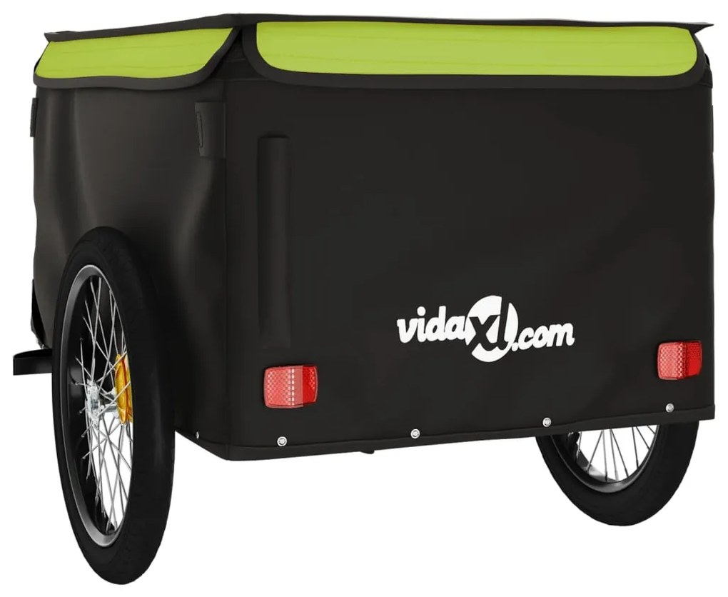 Reboque para bicicleta 45 kg ferro preto e verde