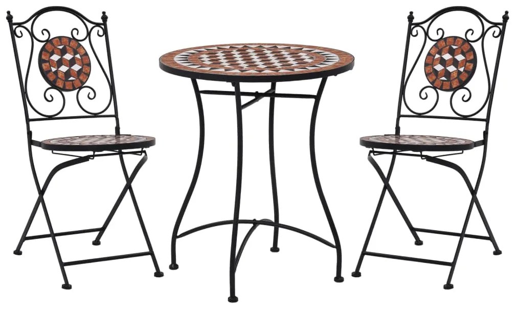 3 pcs conjunto bistro em mosaico azulejos de cerâmica terracota