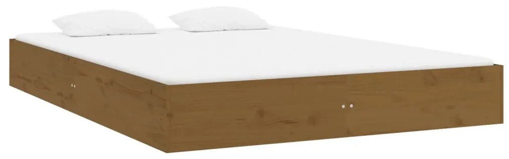 Estrutura cama king 150x200 cm madeira maciça castanho-mel