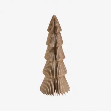 Pacote Com 3 Árvores De Natal De Papel Jesper ↑15 Cm & Linho Bege Com Borda Dourada - Sklum