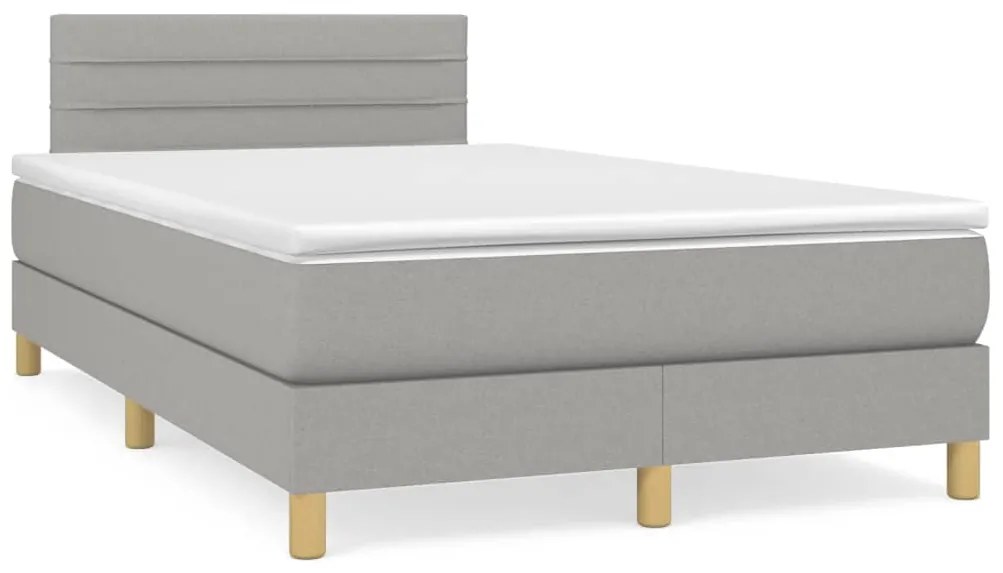 Cama boxspring com colchão 120x190 cm tecido cinzento-claro