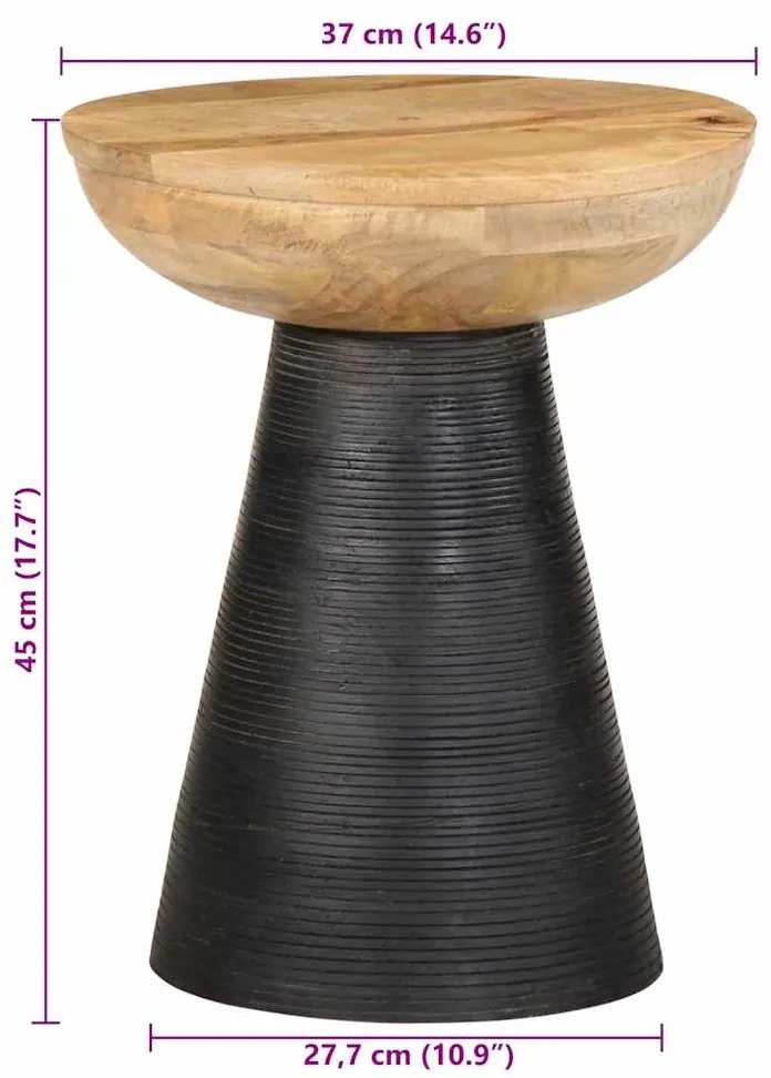 Mesa de apoio preto Ø37x45 cm madeira de mangueira maciça