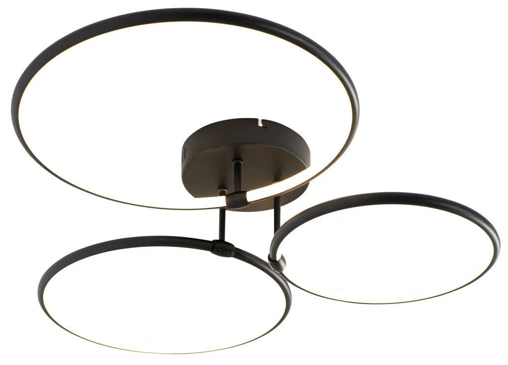 Candeeiro de Teto Design Preto c/ LED Dimerizável 3 Níveis 3 Luzes - Joaniqa Moderno