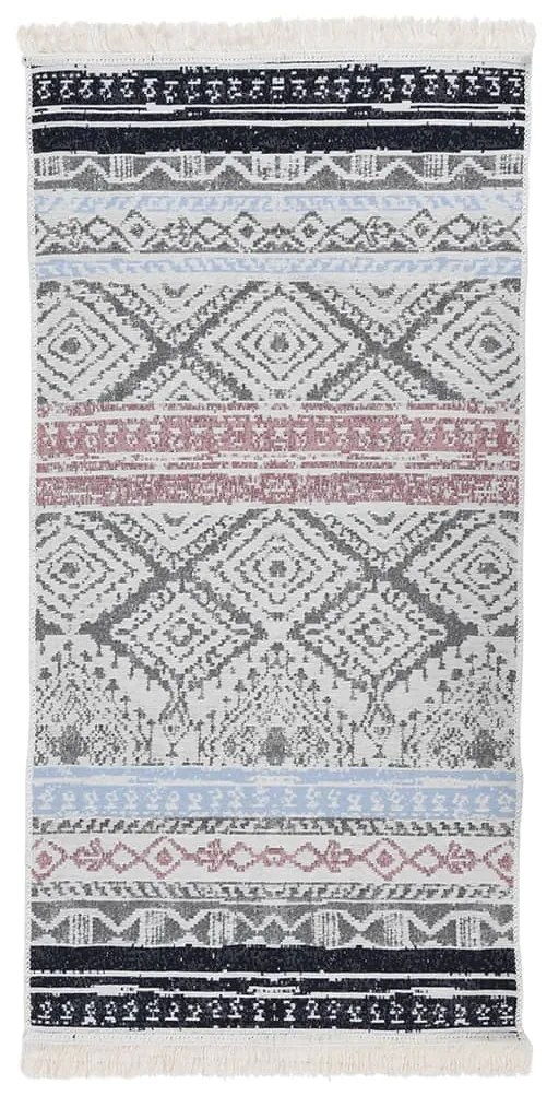 vidaXL Tapete 80x150 cm algodão rosa e ciano