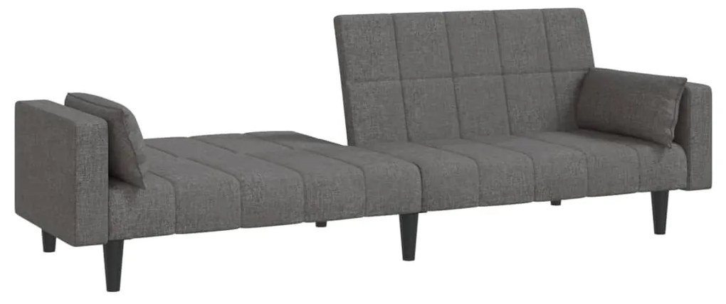 Sofá-cama 2 lugares com duas almofadas tecido cinzento-claro
