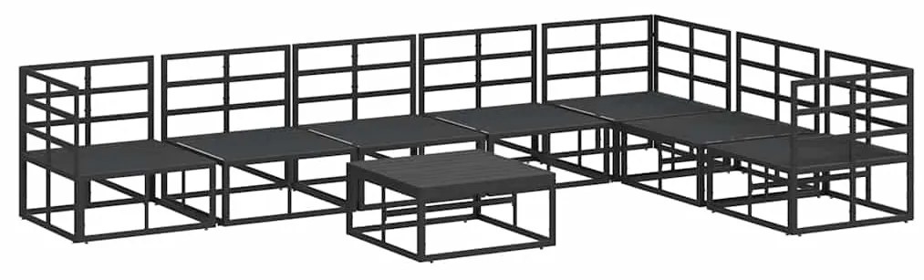 Conjunto de Sofá de Jardim 8 pcs Preto 70 x 70 x 32 cm Alumínio