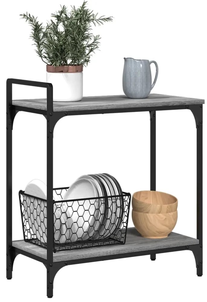 Carrinho cozinha 60,5x31x72,5 cm derivados madeira cinza sonoma