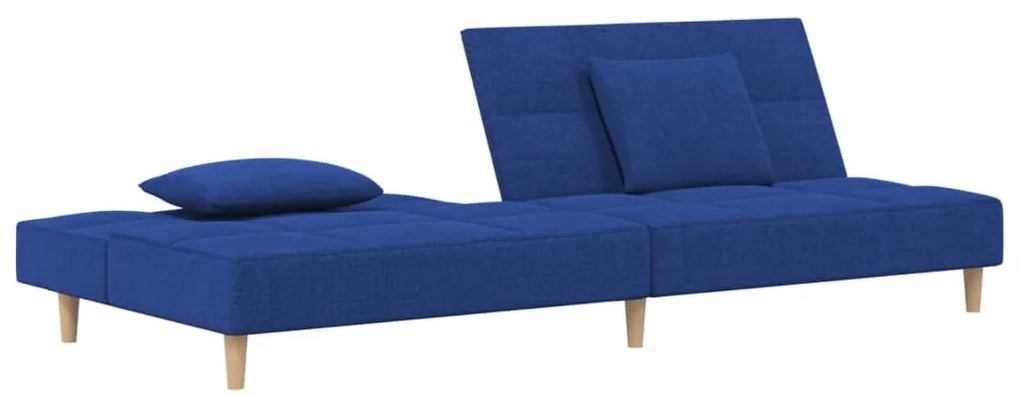 Sofá-cama 2 lugares com duas almofadas tecido azul