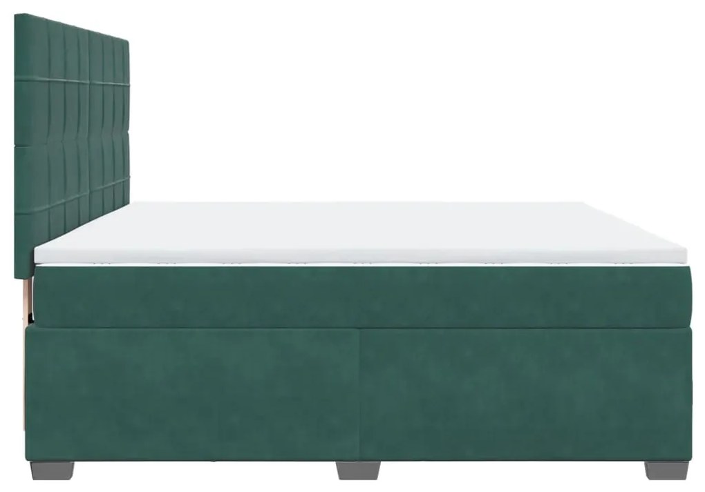Cama com molas/colchão 180x200 cm veludo verde-escuro