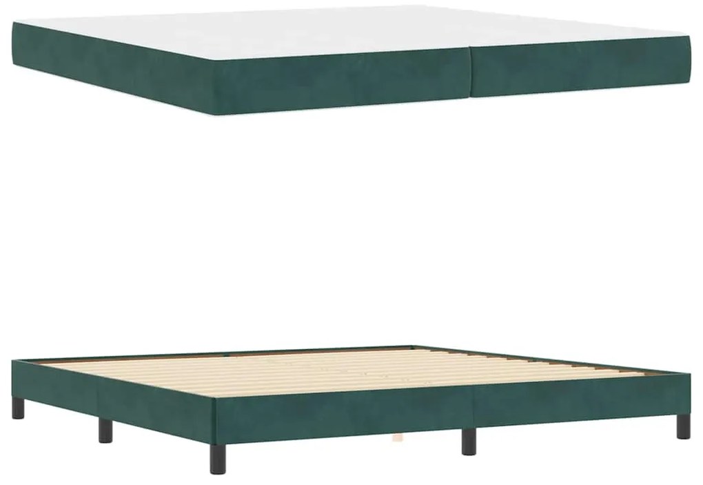 Cama box spring com colchão Verde Escuro 200 x 200 cm Veludo
